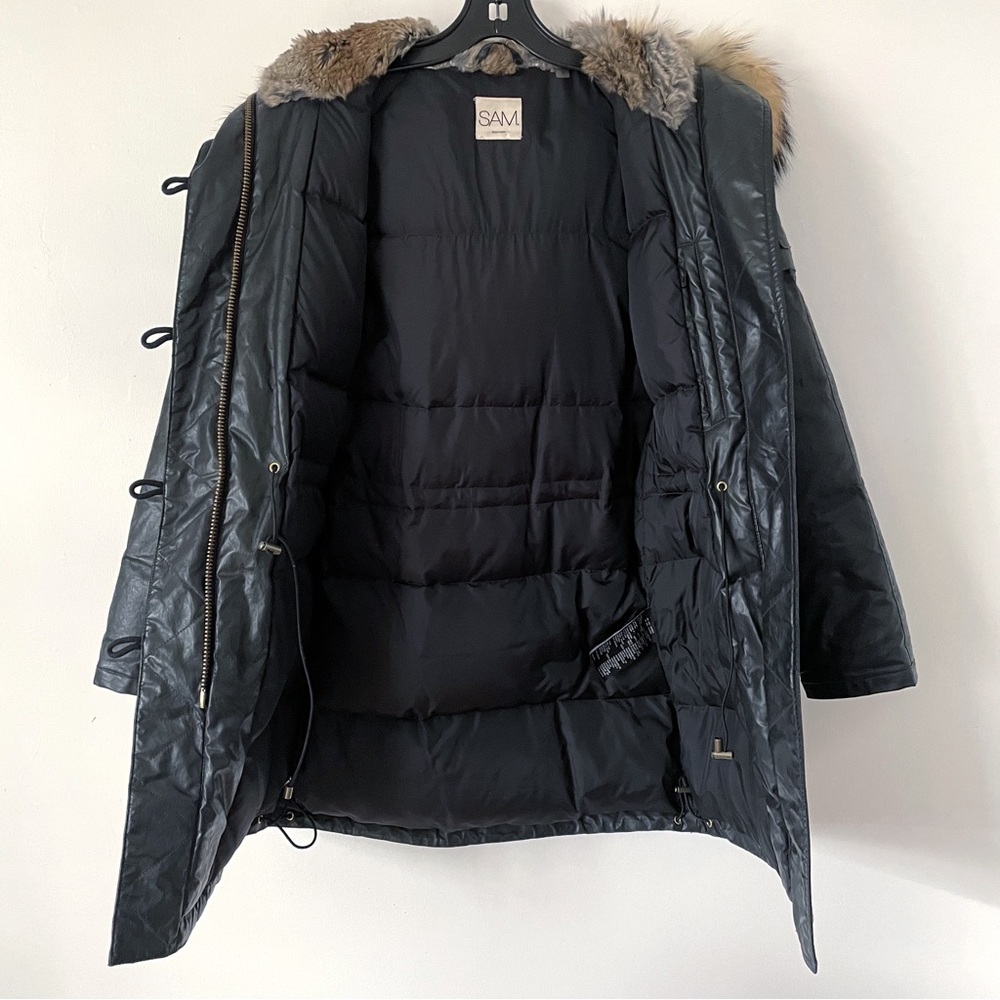 SAM. Black Puffer Jacket with Fur Trim - Picture 12 of 16